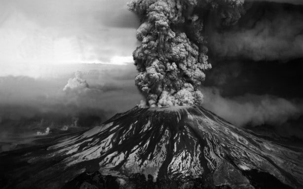 Erupting-Volcano-Black-and-White-Wallpaper